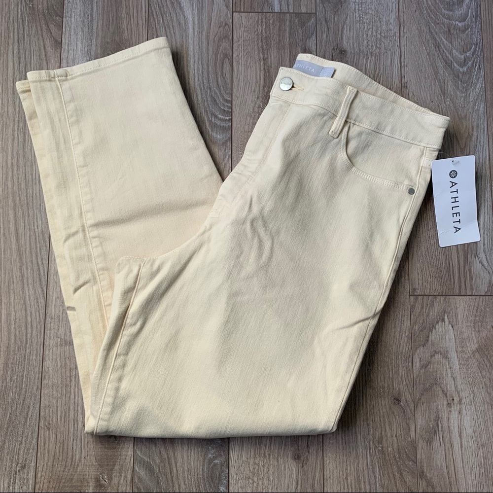 Athleta Flex straight leg ankle jeans bone 16 NEW
